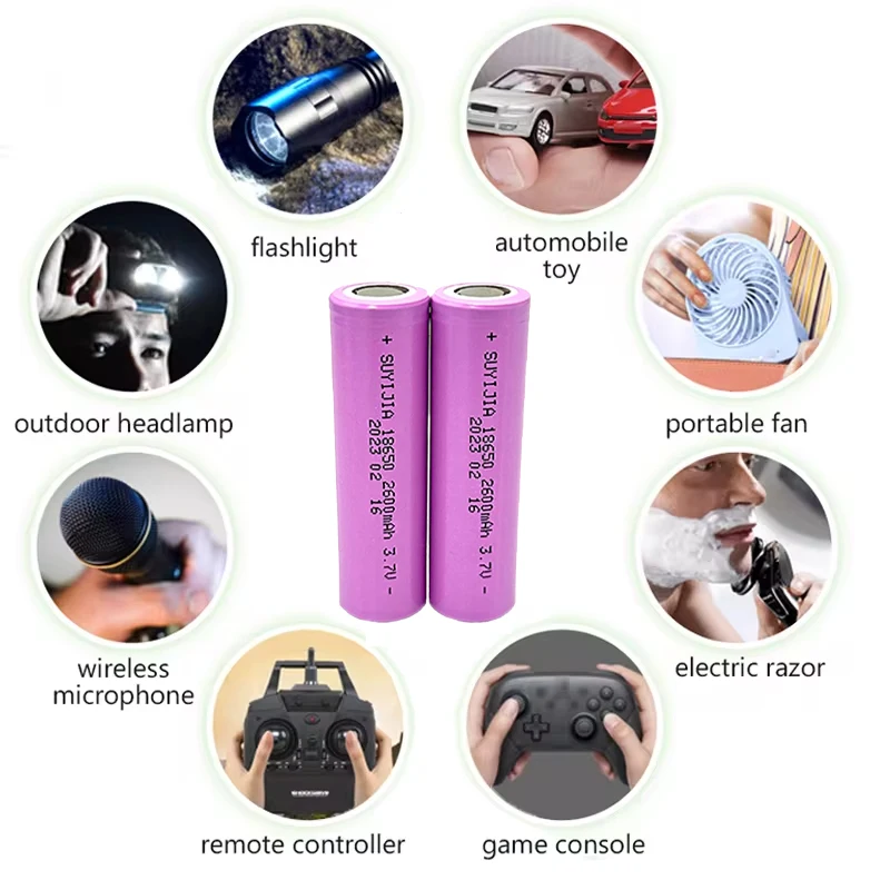 18650 3.7V 2600mAh Full Capacity Brand Rechargeable Li-ion Battery for Flashlight Headlight Walkie-talkie with 4.2V1A Charger