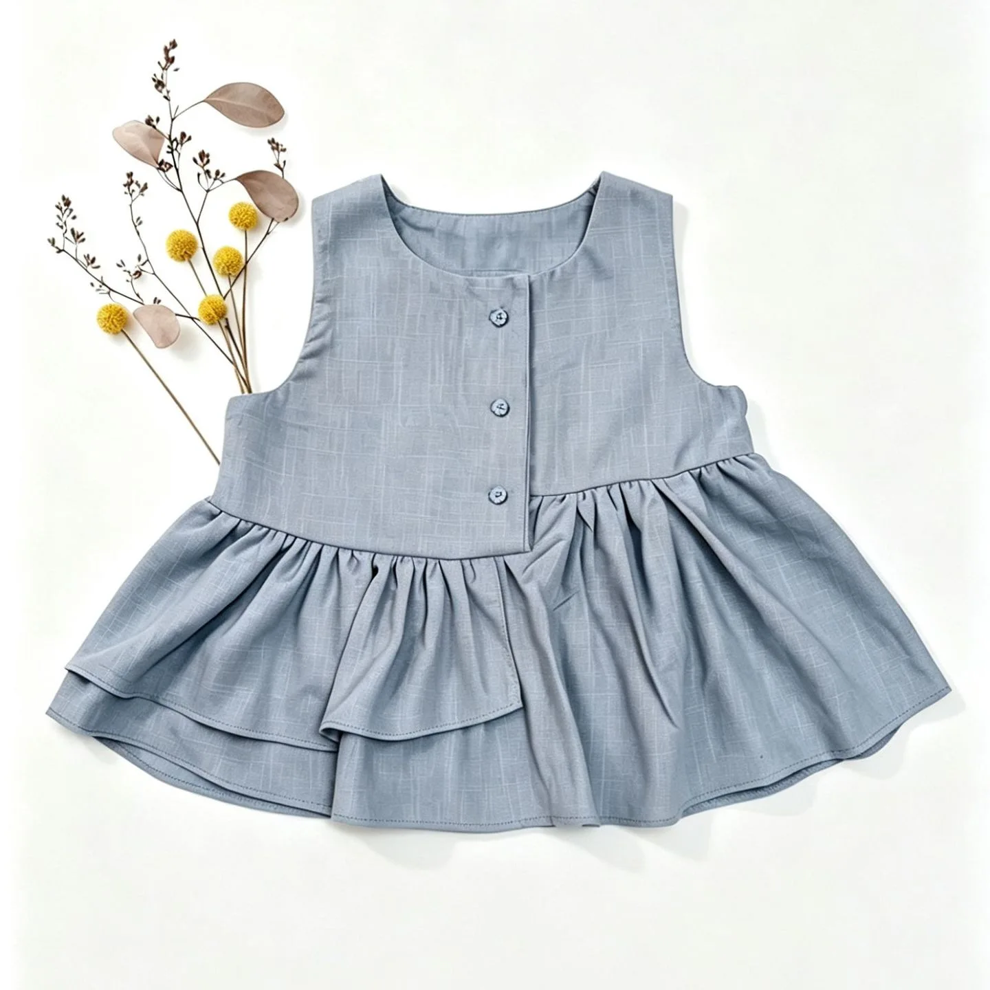 Summer Girls Cotton Linen Sleeveless Vest Dress 2026 Natural Cotton Linen Fabric Cool and Breathable Special and Stylish Look