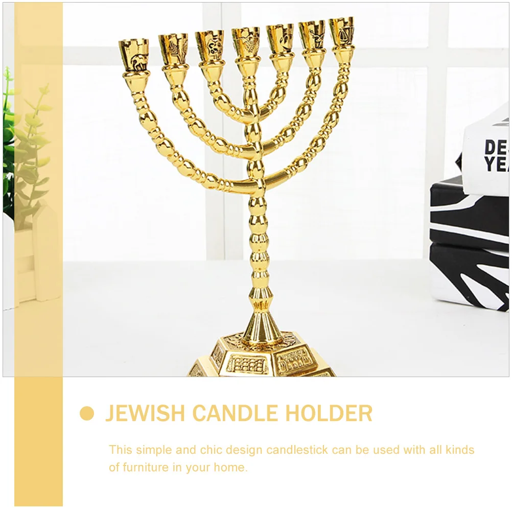 

Metal Candlestick Holders Religious Ornament Decorative Tabletop Home Party Bedroom Hanukkah Festival Tealight Stand Holder