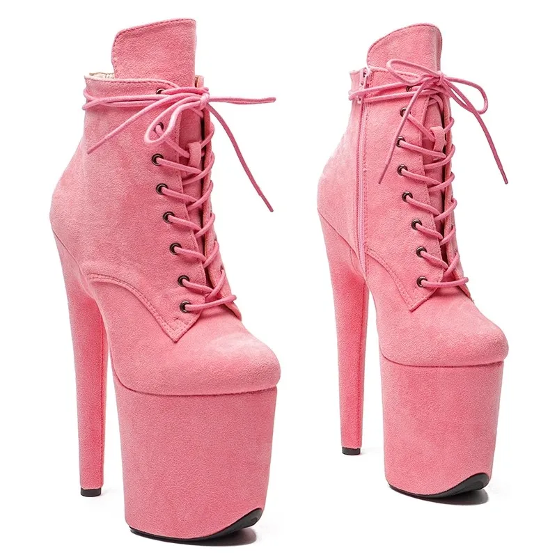 

New 20CM/8inches Suede Upper Modern Sexy Nightclub Pole Dance Shoes High Heel Platform Women's Ankle Boots 612