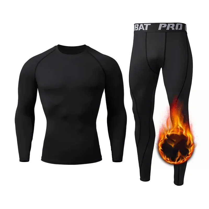 

Men's fleece tight fitting sportswear, running, training, basketball sets, warm two-piece clothing, new styles