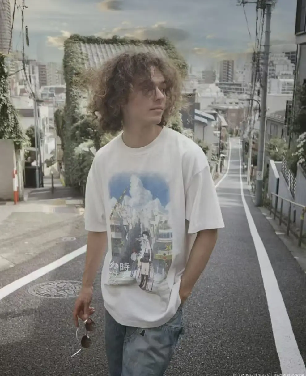 VINTAGE 26FW SAINT Mx6x GEEKS Classic Street Scene Illustration Design Fashion Short Sleeve T-Shirt in American Anime Style Tee
