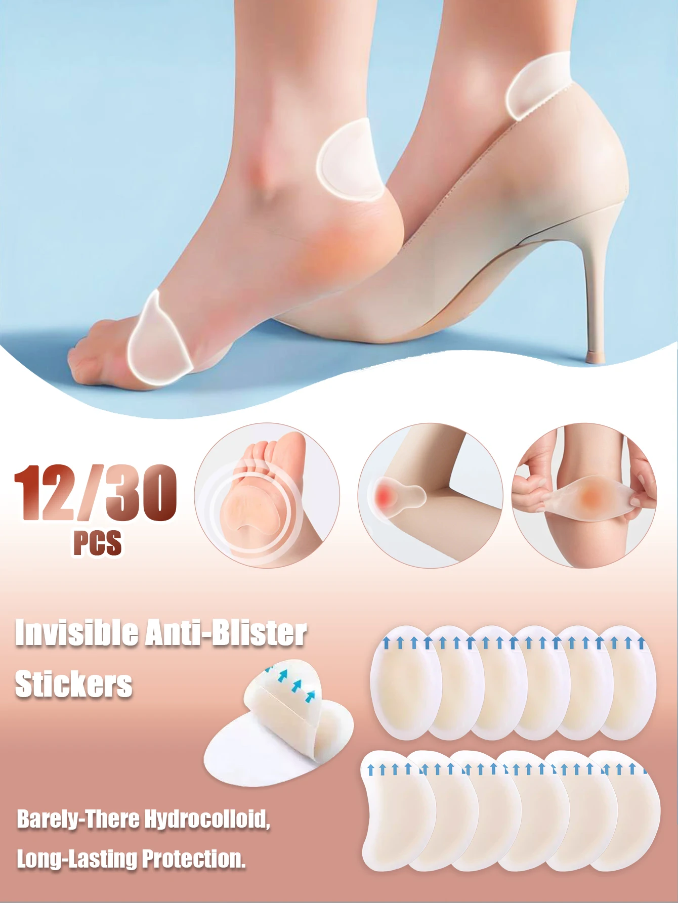 Mixed Pack Anti-Blister Heel Protectors Foot Care Pads High 