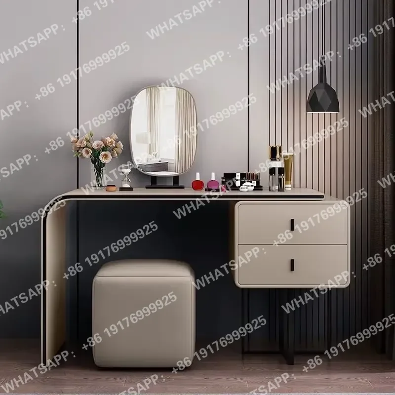 Dresser With Mirror Bedroom Furniture Set White Toughened Glass Top Dresser Bedroom Makeup Table Modern Style Dressing Table