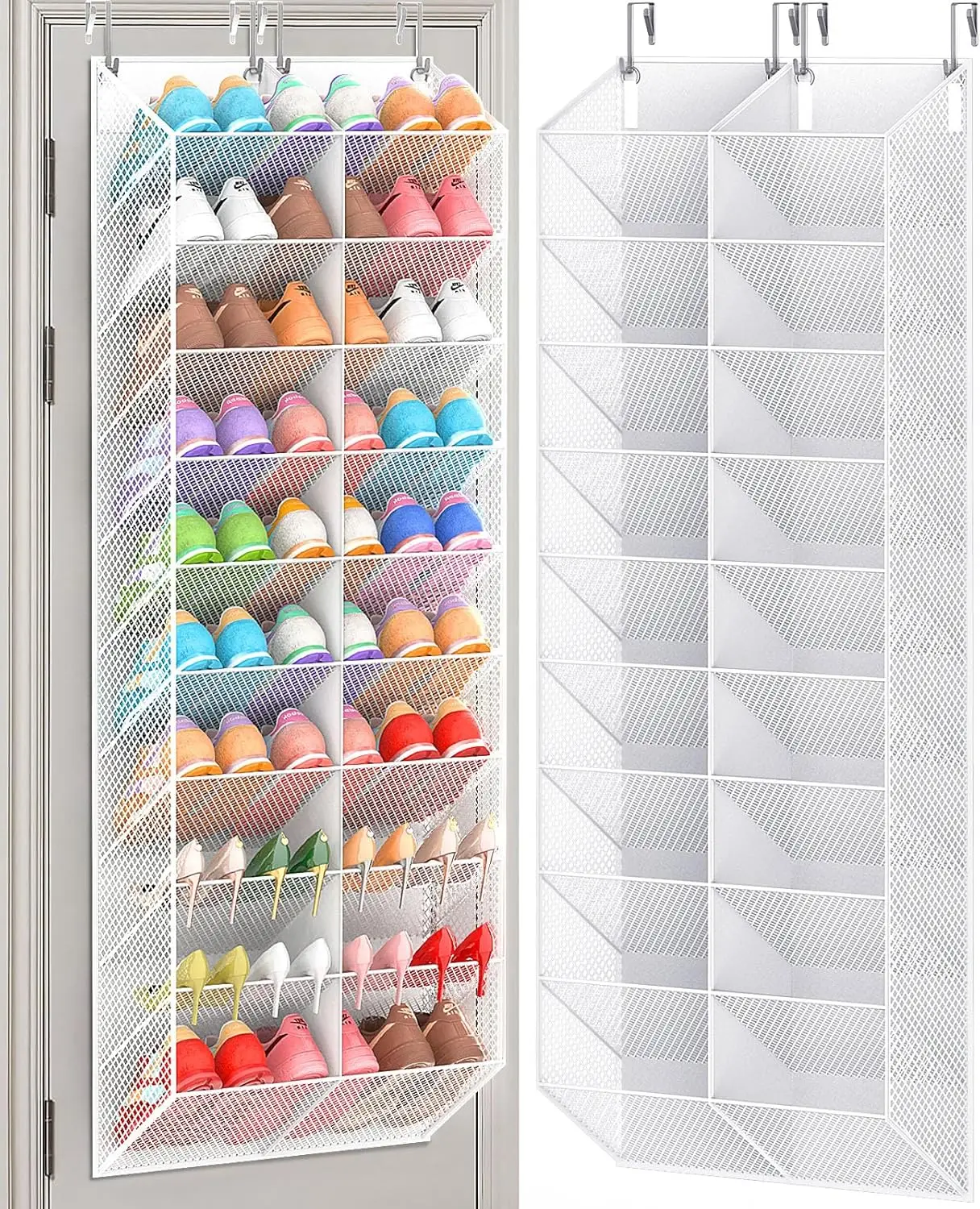 

30 Pairs Over the Door Shoe Organizer, Breathable Mesh Pocket Hanging Shoe Storage for Closet, 10