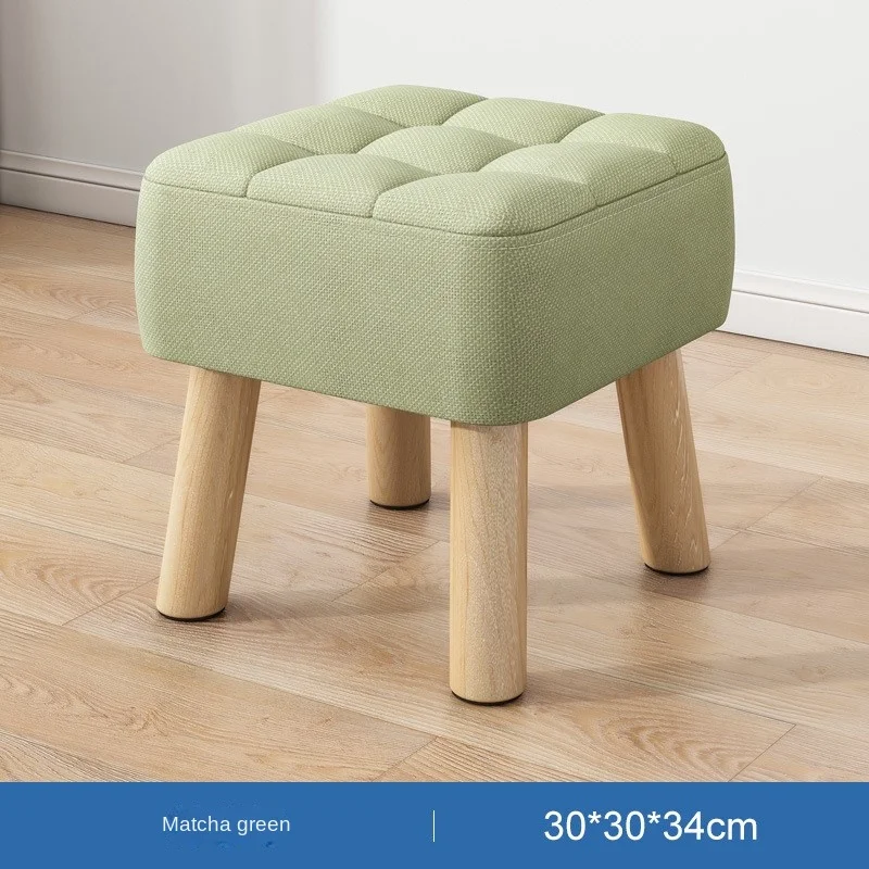 Vowpets Household Low Stool Simple Cloth Low Stool Footrest Soft Bag Solid Wood Children Sit On Sofa Stool In Living Room Chairs