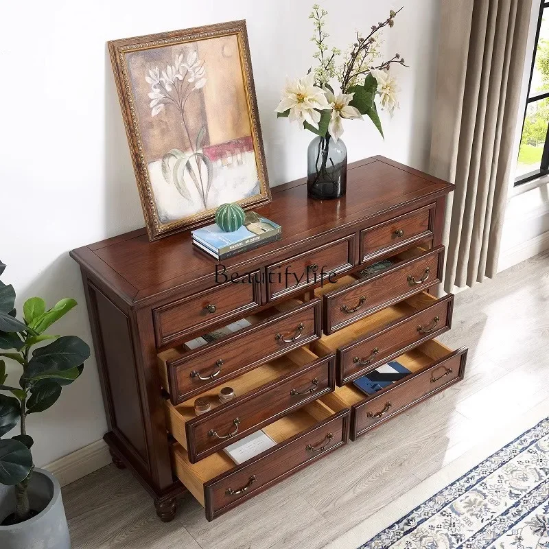 

ls 27American all solid wood simple storage locker bucket cabinet drawer cabinet light luxury