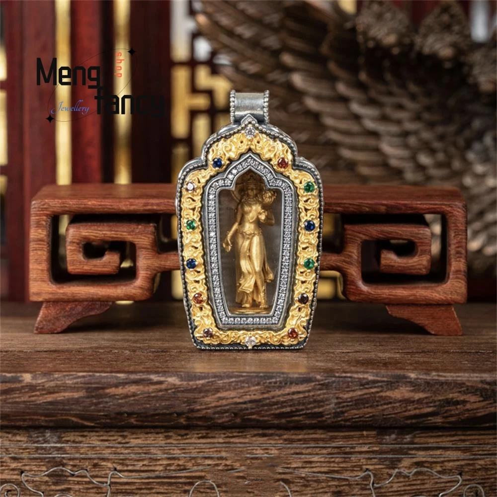 

Handiwork Lotus Goddess of Mercy Pendant Golden Gawu Box Simple Elegant High-grade Exquisite Fashion Luxury Quality Fine Jewelry