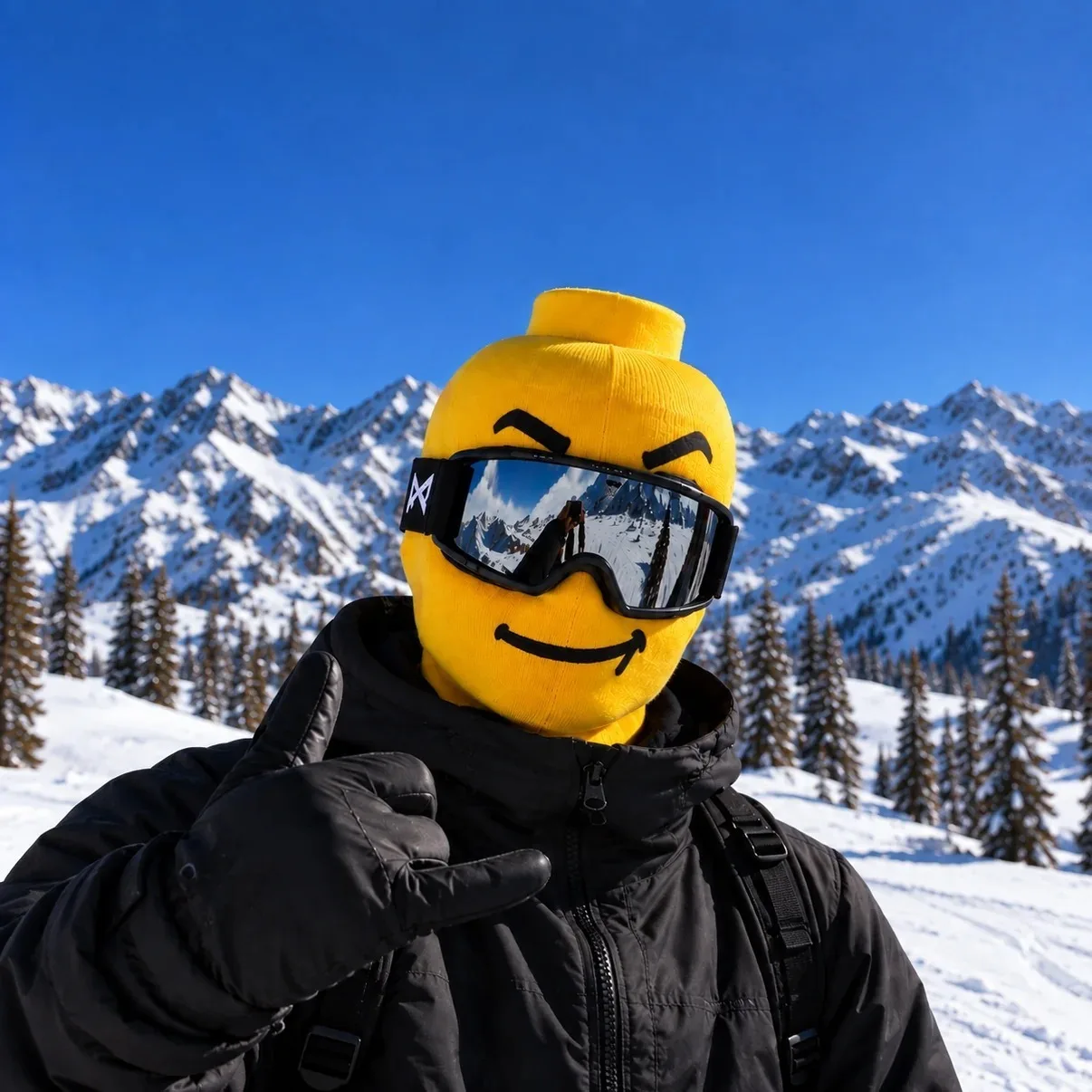 Simulation Snowboard Face Mask Outdoor Cycling Windproof Head Cover Toy Block Person Printed Yellow Man Mask Funny Design