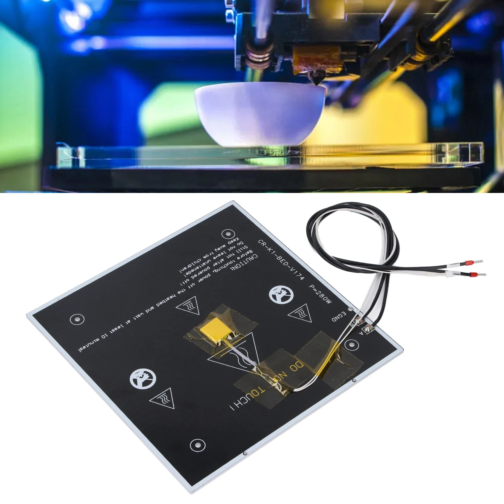 

Heated Bed Kit 24V 280W Heated Bed Kit 24V 280W Hotbed Aluminum Hot for K1 K1C 3D Printer Replacement Parts 235x235x3mm