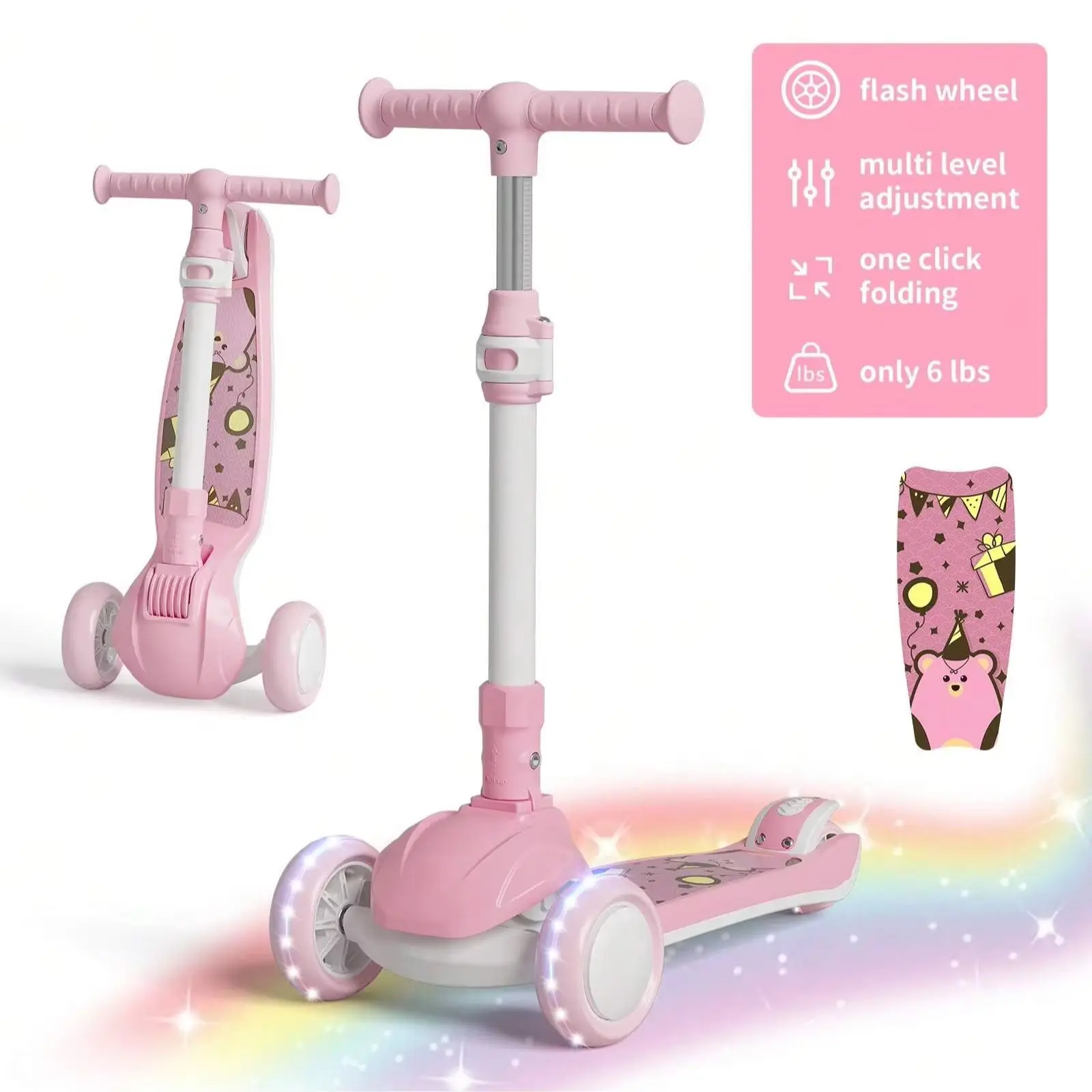 

Foldable Kick Scooter For Kids Ages 4-10 3-Wheel Kids Scooter Maximum Load 110 Lbs Adjustable Height No Battery Required Foot Brakes Easy To Carry Suitable For Kids' Outdoor Sliding Gift For Boys&Girls Christmas gifts Halloween gifts Multiple Colors