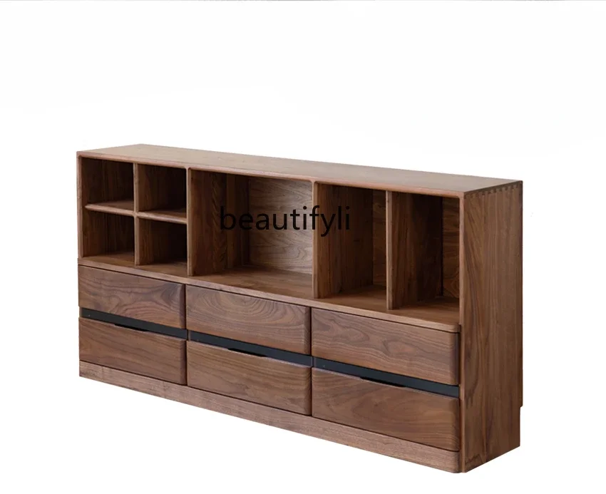 

North American black walnut free combination cabinet Modular cabinet Solid wood bookcase Multifunctional storage cabinet