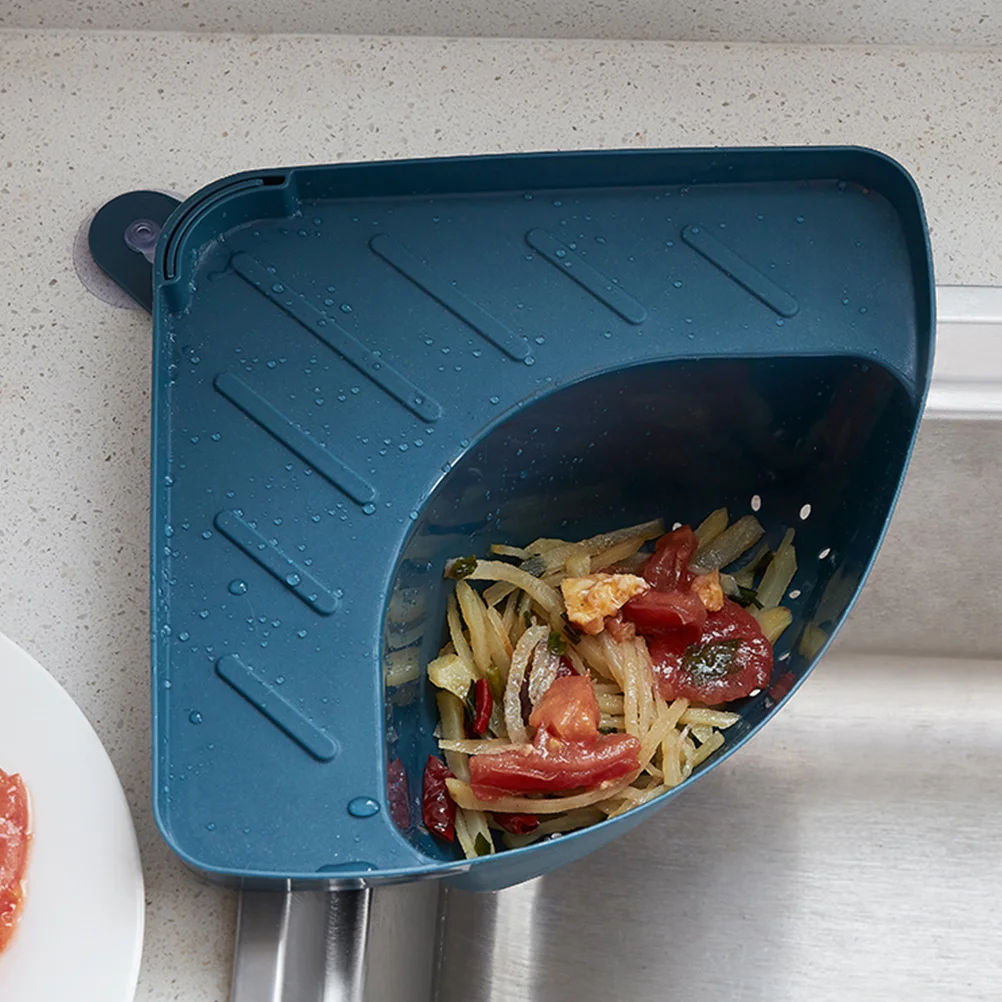 

Water Drain Basket For Kitchen Sink Dark Blue Multi-Use Dish Drainer Storage Rack Dual Handles Hollow Design Fruit