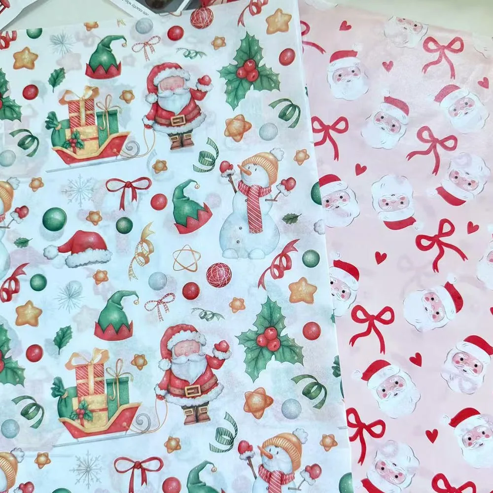 10 Sheets/Pack Christmas Tissue Paper Santa Claus Berry Holly Christmas Tree Pattern Gift Wrapping Paper Christmas Bouquet Flowe