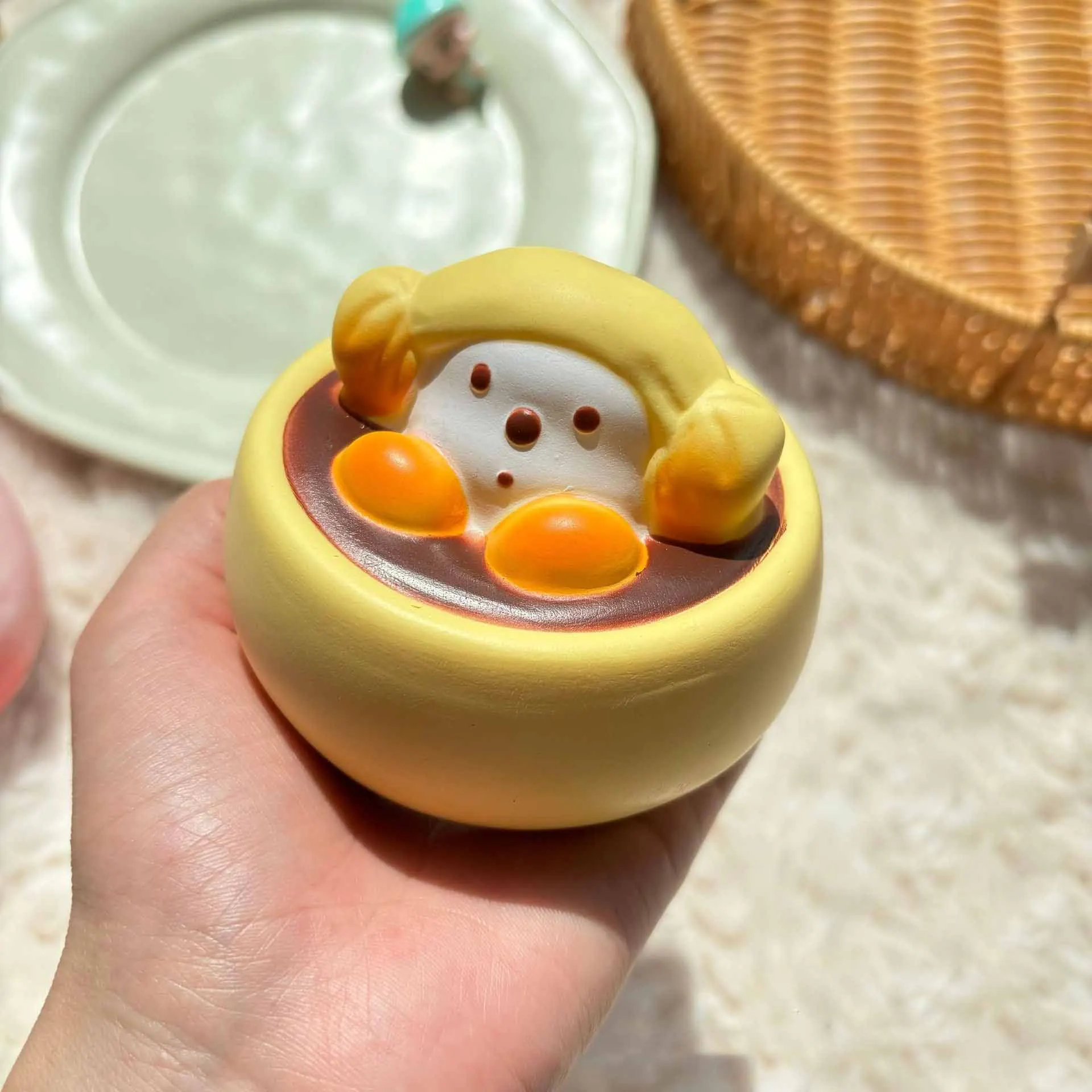 New Kawaii Big Bowl Of Dumplings Puppy PU Slow Rebound Toys Cartoon Cute Puppy Pinch Music Fidget Stress Relief Toys Gifts