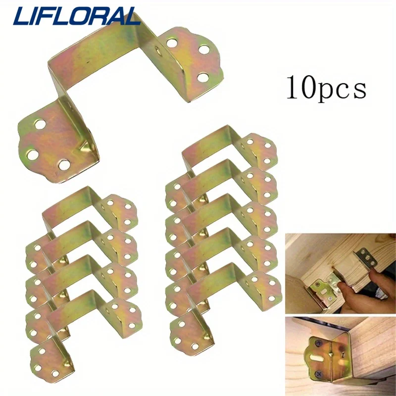 

10pcs Bed Hinge Bed Corner Metal Bracket Furniture Fixed Thick Support Hanging Corner Closed Hinge Hardware Accessories