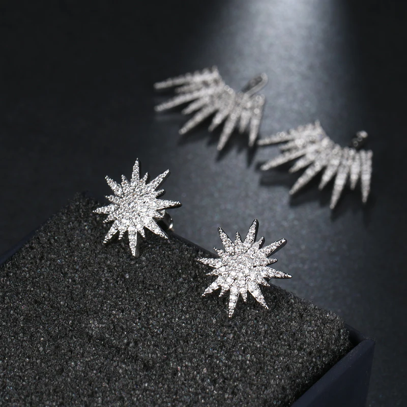 LXOEN Punk Cubic Zirconia Stud Earrings for Women Charm Geometry Silver Color Earring Pulseras Earing Studs Gifts Jewelry Bijoux