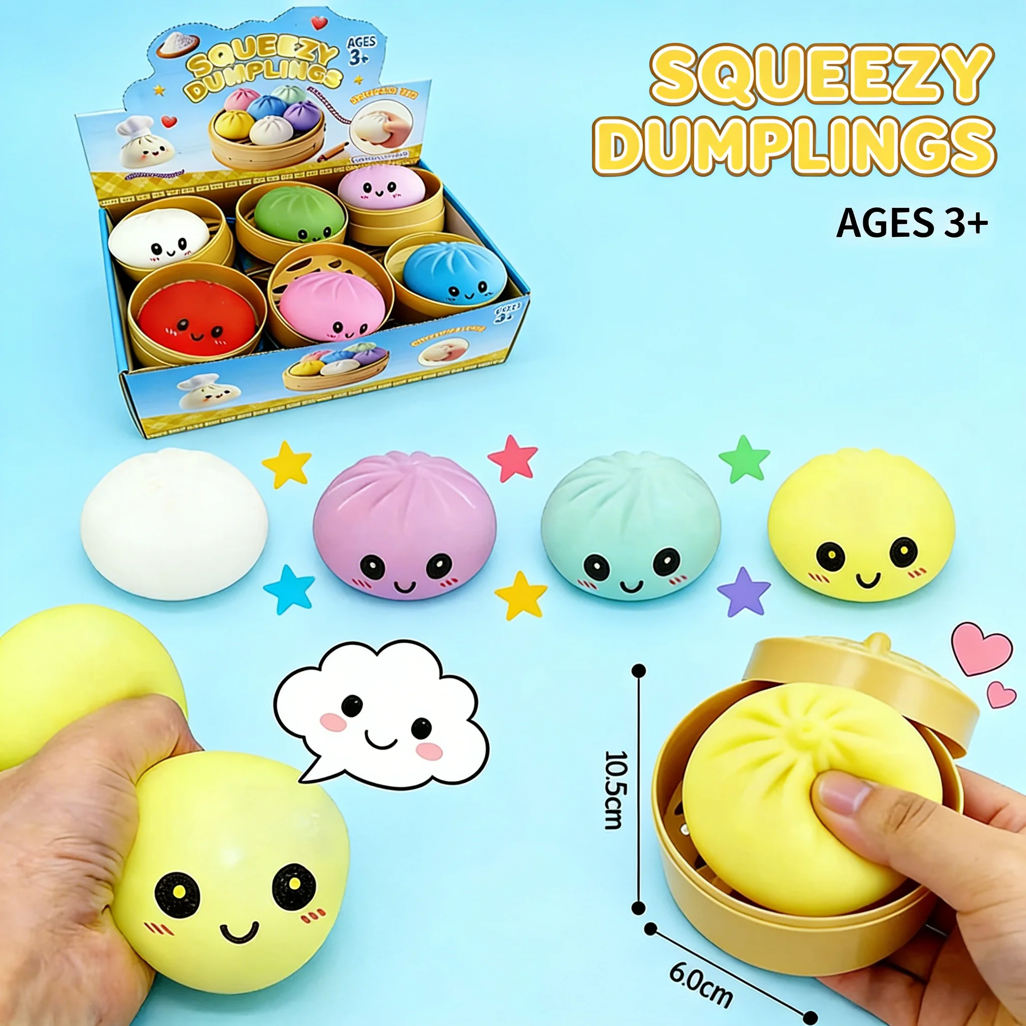 

2026 Набор-сюрприз Rainbow Dumpling: Мягкая игрушка-сквиш с медленным восстановлением формы