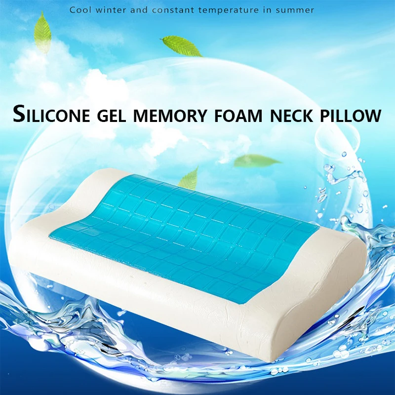 

Summer Cooling Silicone Gel Memory Foam Pillow Orthopedic Healing Cushion Slepping Pillows Neck Cervical with Pillowcase Cojines