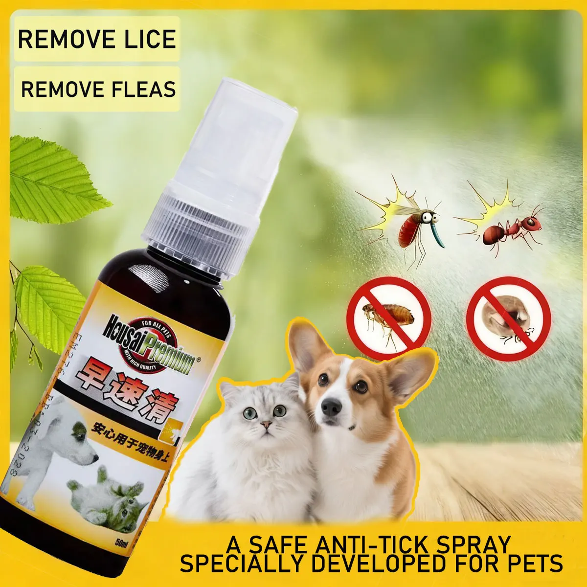 

50 mlPet Flea Removal Spray Cats & Dogs Anti FleasTicks Lice Mite Removal Relieve Itching