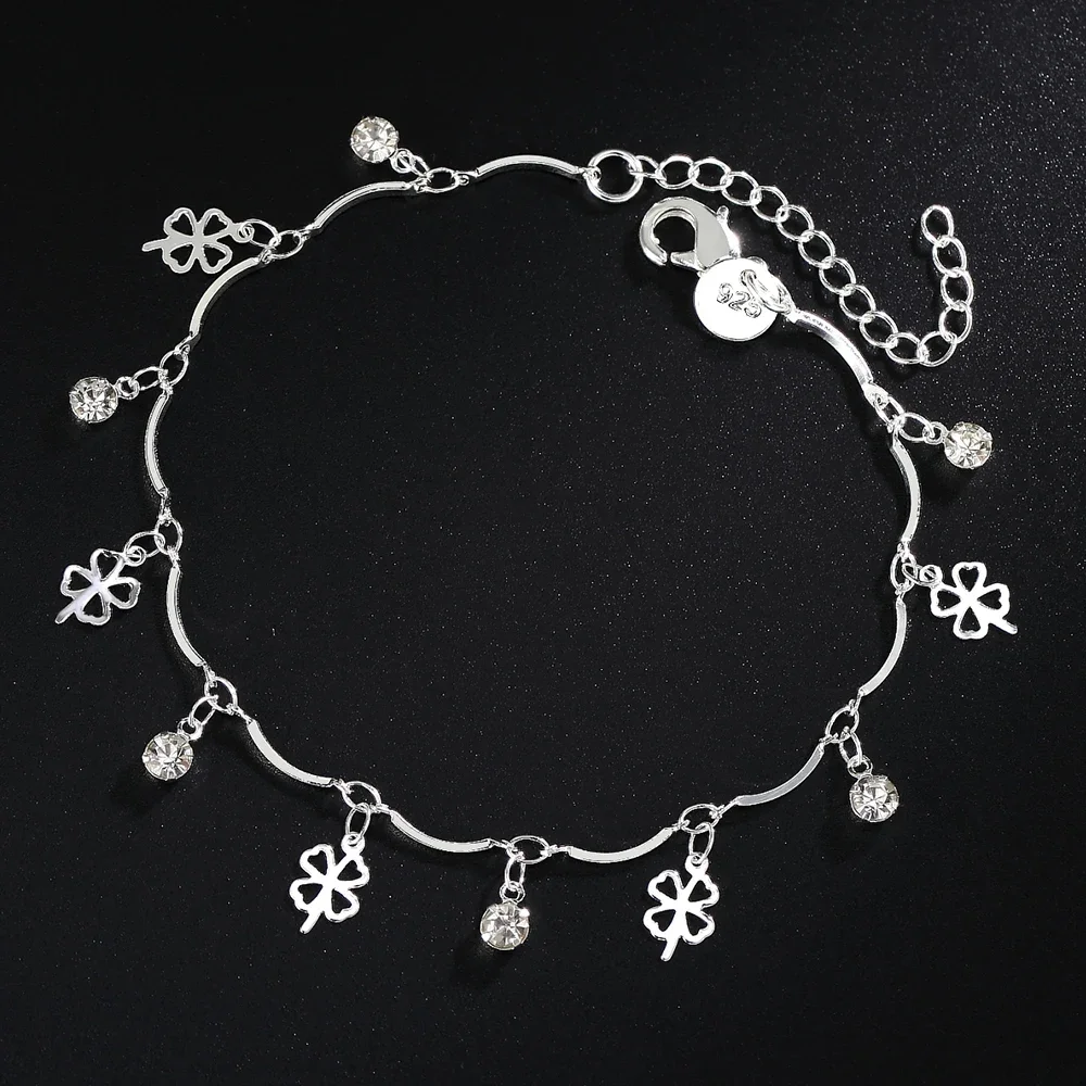 925 sterling Silver Four-leaf clover zircon Chain Bracelets for Women Fashion Party Wedding Accessories Jewelry Christmas Gifts