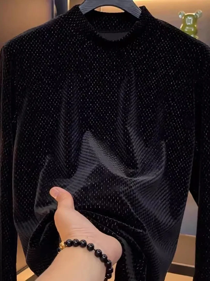 

Высококачественное мужское худи с серебряным принтом, длинный рукав, повседневный стиль, универсальный топ из полиэфирного волокна, круглый вырез, не теряет форму