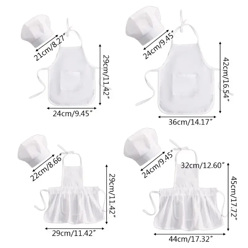 Cute Baby Chef Apron and Hat Infant Kids White Cook Costume Photography Prop Newborn Hat Apron