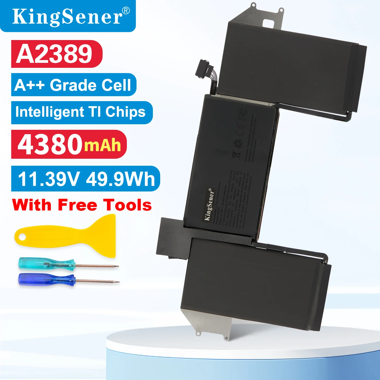 

KingSener A2389 Battery For Apple MacBook Air 13" Touch A2337 2020 2021 EMC3302 A2337 EMC3598 MGN63LL MGN73LL MWTJ2 49.9WH