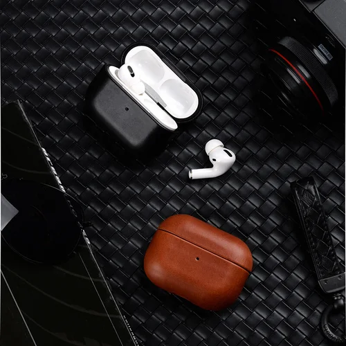 Imagen 2 del producto Melkco Premium Funda de cuero encerado de aceite genuino para Apple AirPods Pro 3 2 1/AirPods 3 4 auriculares Bluetooth funda protectora para auriculares