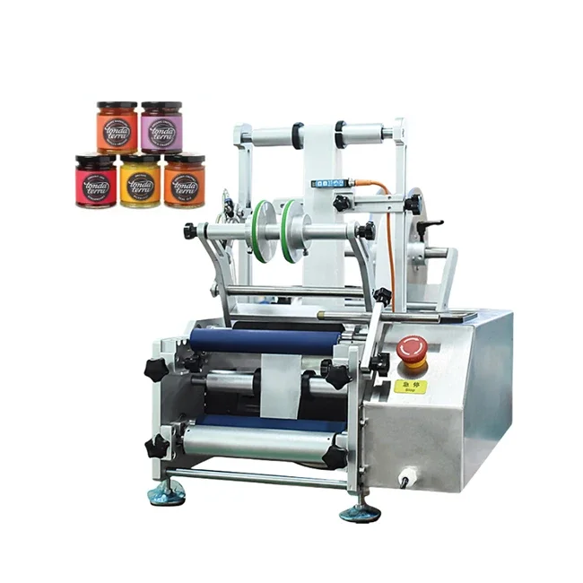 Semi Automatic Round Bottle Sticker Labeling Machine Wine Juice Round Bottle Labeling Machine