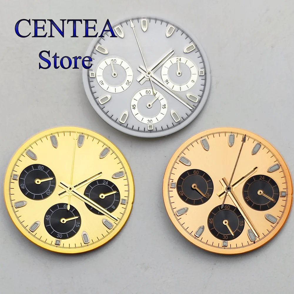 RICHUS 29.5mm VK63 Watch Dial Watch Hands Black Sky Blue Gray Rose Gold Watch Dial Luminous Suitable for VK63 Quartz Movement