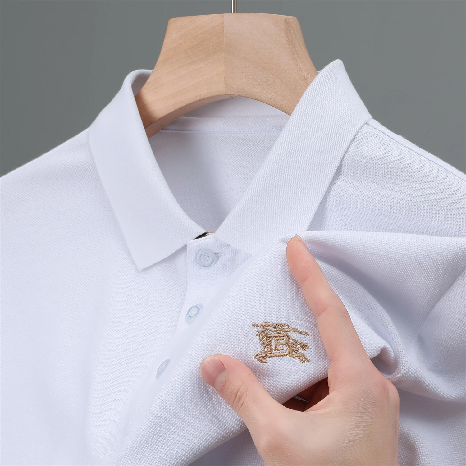 2024 Men's luxury brand polo embroidered polo collar short sleeved T-shirt Korean business casual wear 100 cotton summer novelty