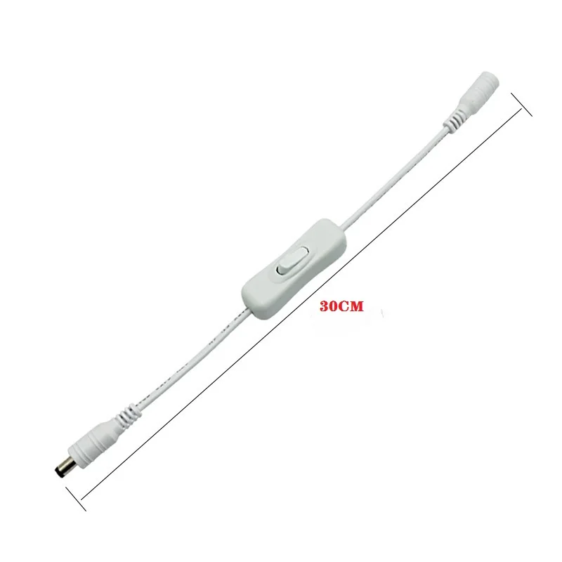 Interruptor de encendido y apagado en línea 304 con Cable de alimentación macho hembra 5,5x2,1mm interruptor de conector de cc 5V 12V 24V para tira