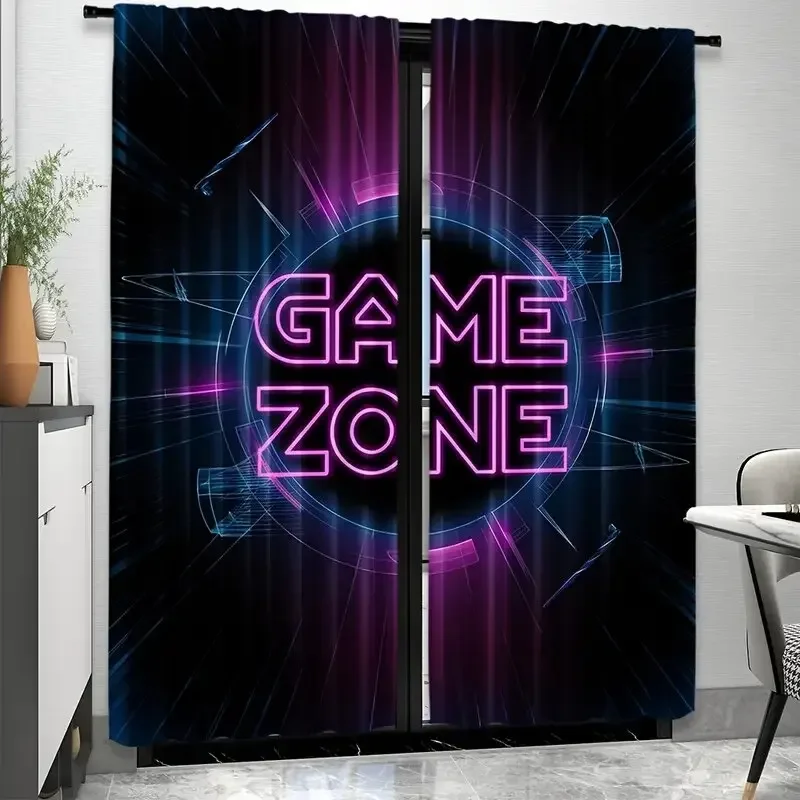 Rideaux imprimés de lumière néon de jeu, rideaux de sac de poteau de lampe 42*84, chambre et salon, décoration de maison, décoration de chambre