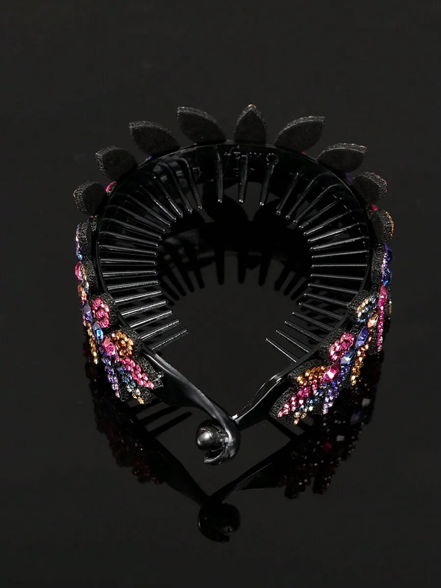 

Vintage Rhinestone Flower Hair Claw Clip For Women Bun Maker Twist Tie Accessory