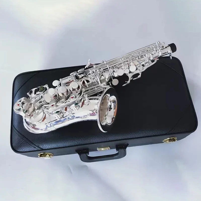 

Silver original 901 one-to-one structure B-key professional curved soprano saxophone all-silver jazz instrument saxo soprano