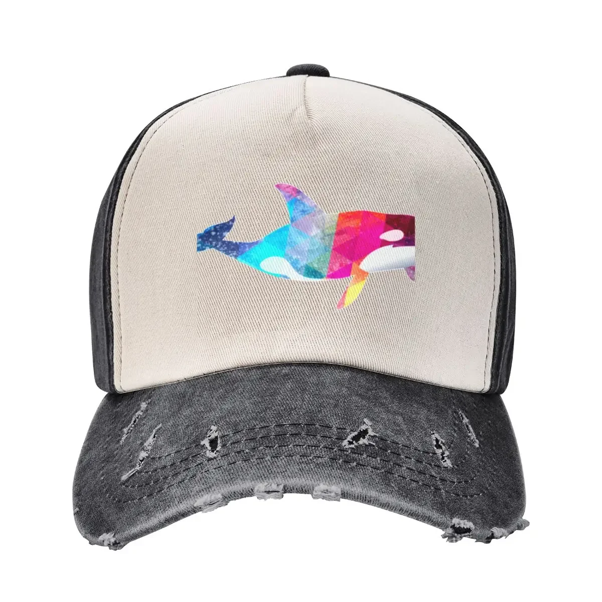 Orca Whale Lover Killer Whale Retro Rainbow Polygonal StyleCap Baseball Cap Beach Outing Fashion Beach For Man Women's