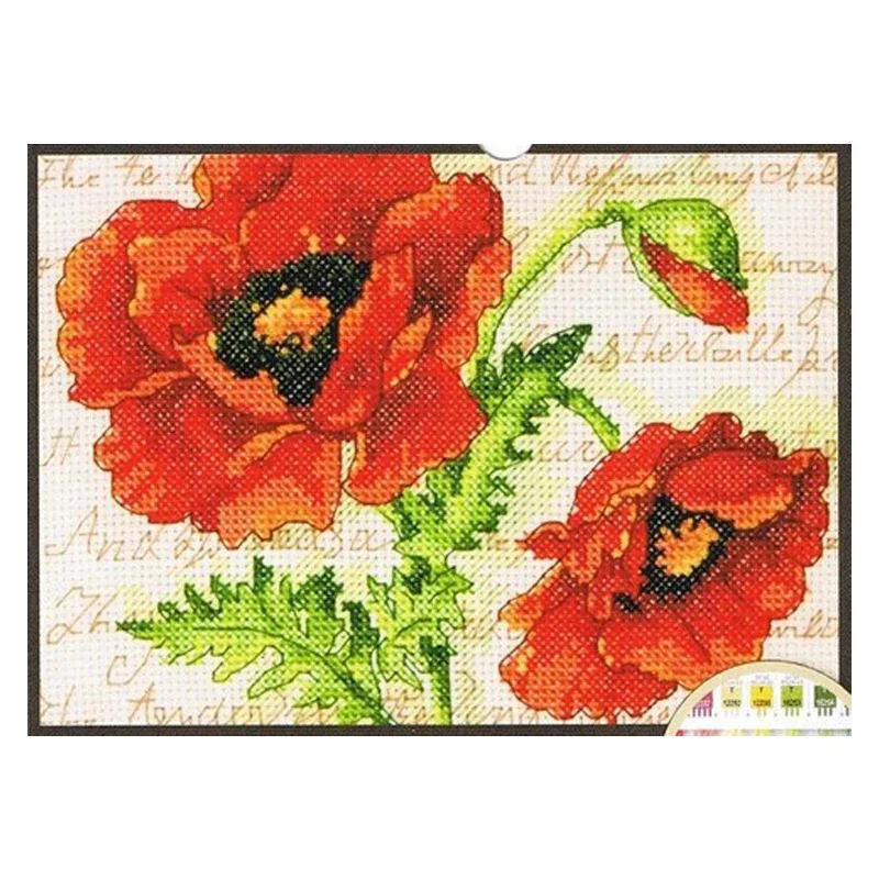 Amishop Gold Collection Lovely Counted Cross Stitch Kit Poppy Pair Papaver Flower Flowers Dim 70-65116 65116