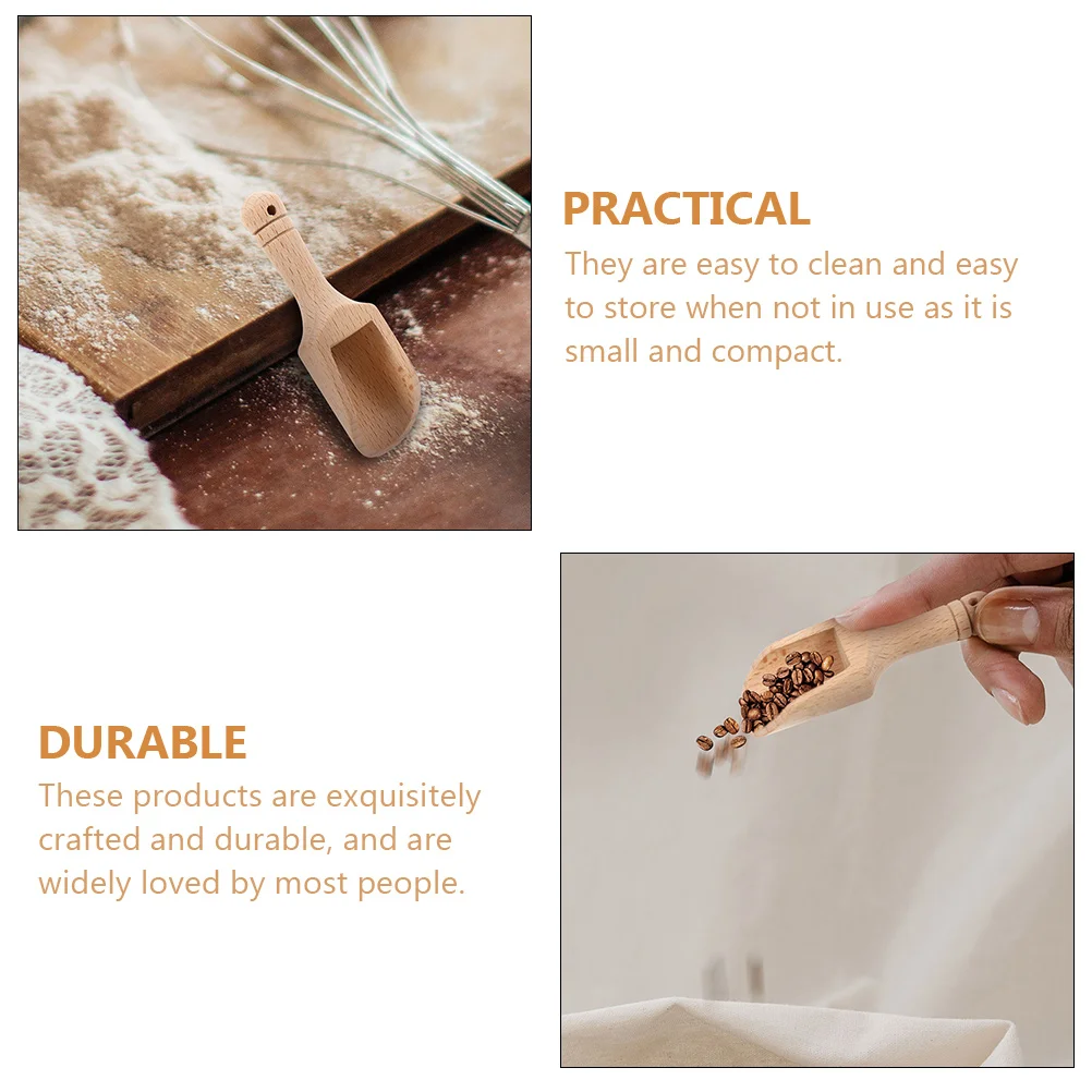 

6Pcs Wooden Tea Scoops Food Safe Smooth Kitchen Spice Salt Candy Coffee Mini Spoons Hanging Hole Compact Cooking Gadgets