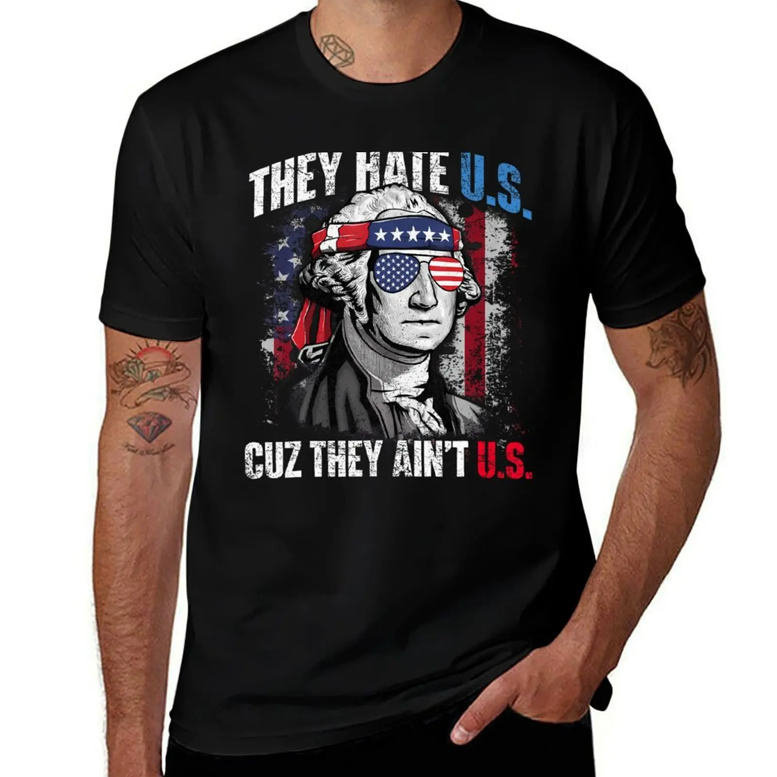 

They Hate Us Cuz They Ain't Us USA American Flag 4th of July T-Shirt croswit shirt man luxury clothes men