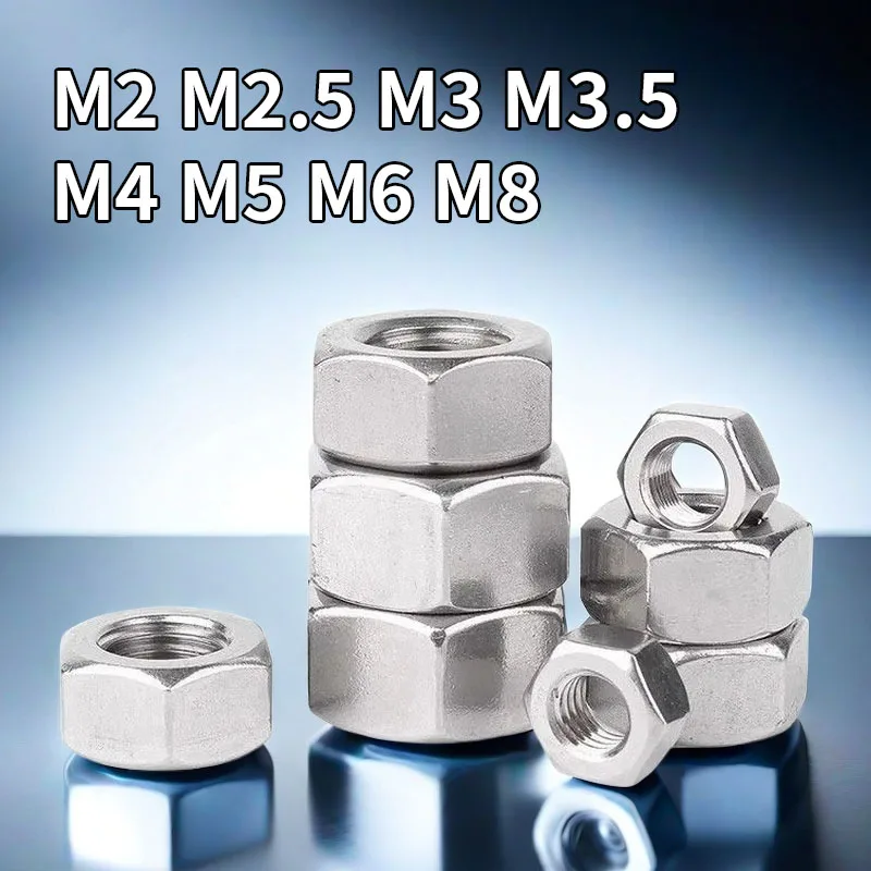 Sechskantmuttern, Hardware-Zubehör Muttern M2, M2.5, M3, M3.5, M4, M5, M6, M8