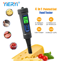 YIERYI 4 in 1 pH Meter TDS EC Meter Food Tester with Temperature Compensation for Dough Jam Cheers Water Quality