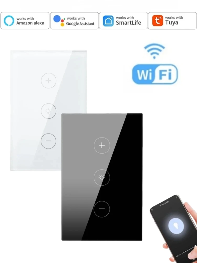 

Умный сенсорный регулятор яркости Tuya WiFi, стандарт США, умное управление голосом, работает с Alexa Google Home