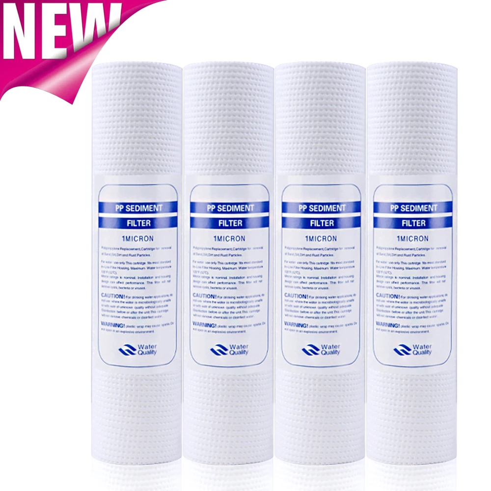 New 10 Inch 1 Micron PP Cotton Filter Water Filter Water Purifier  Sediment Water Filter Cartridge System Reverse Osmosis 4pcs