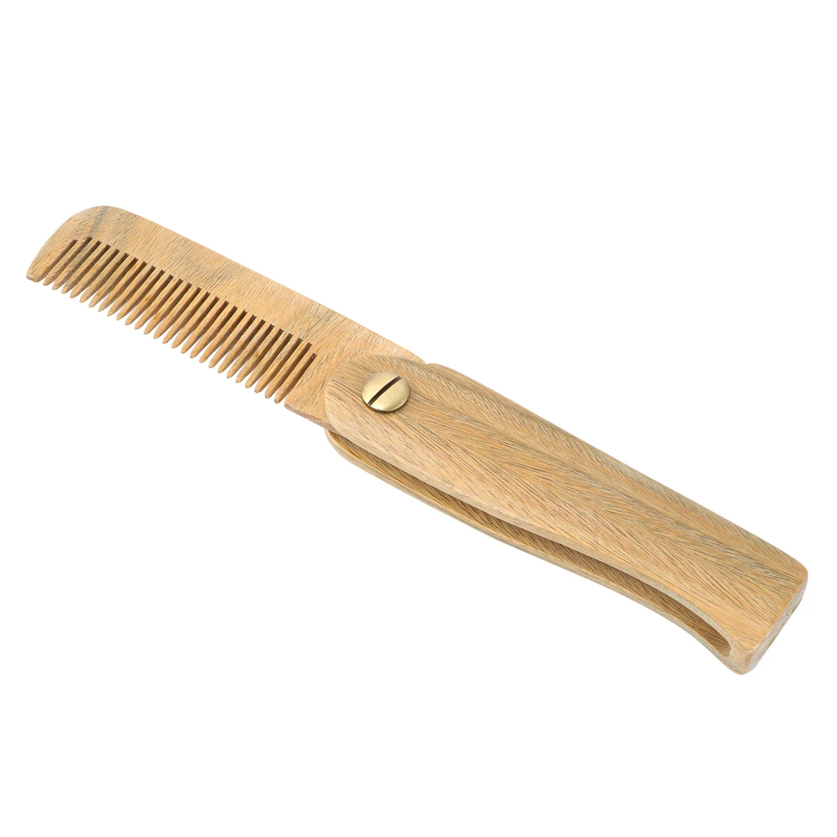 

Green Sandalwood Wooden Hair Comb Foldable Anti-Static Portable Smooth Massage Scalp Hair Comb for Women Burlywood Color
