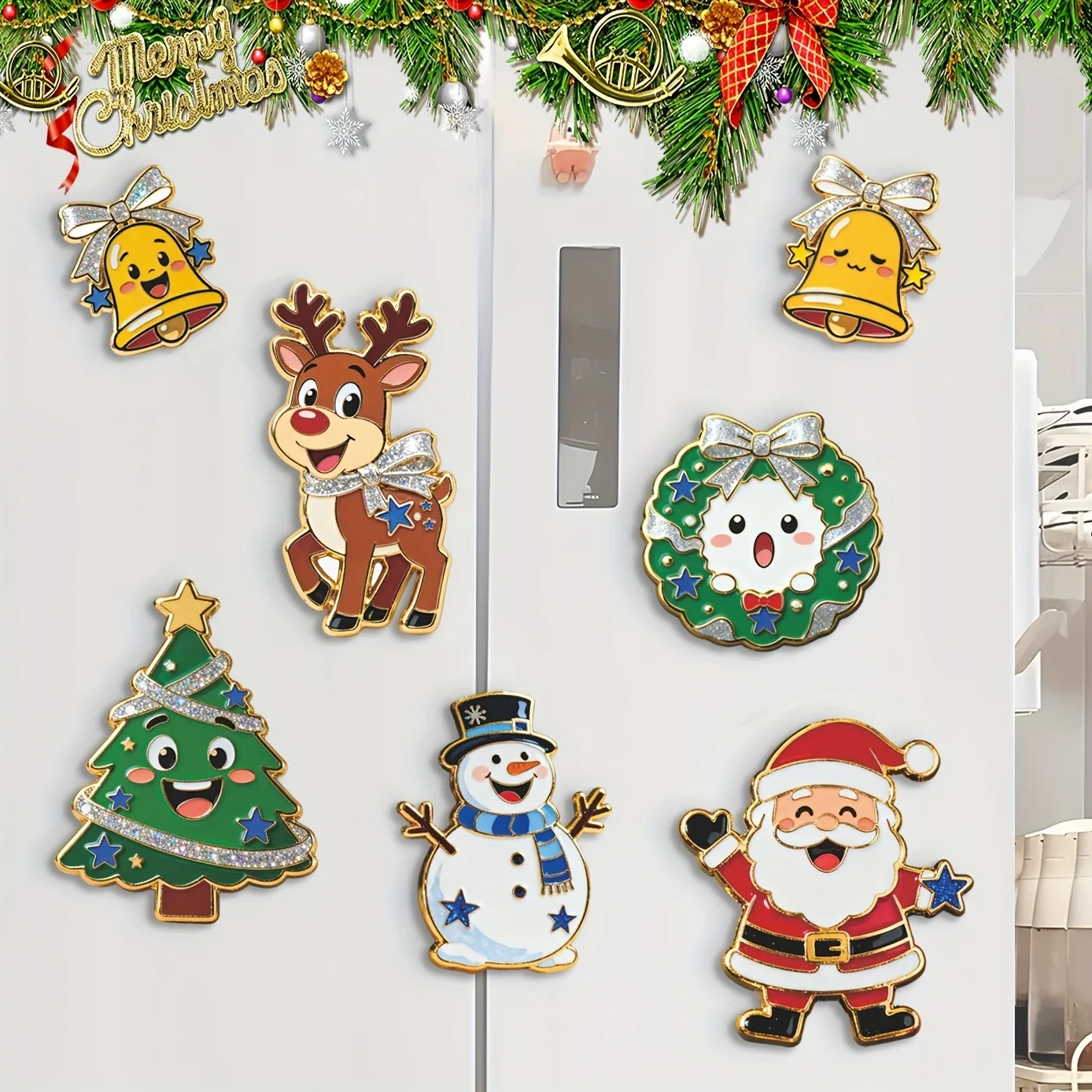 7 Pieces of Randomly Assorted Christmas 2D Flat Acrylic Refrigerator Magnets, Featuring High-Definition Images of Santa Claus, Christmas Trees, Snowmen, Reindeer, and Bell Designs Suitable for Refrigerators, Cars, and Doorways, It Creates a Festive Atmosphere. Black Friday and Christmas Acrylic Decorations of Great Quality