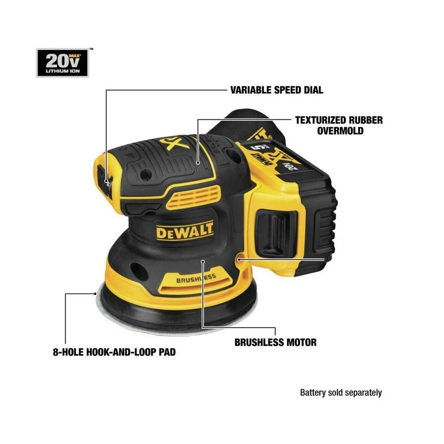 DEWALT 20V MAX Cordless Random Orbital Sander Multi-function Variable Speed Electric Orbital Sanders Machine (DCW210B)