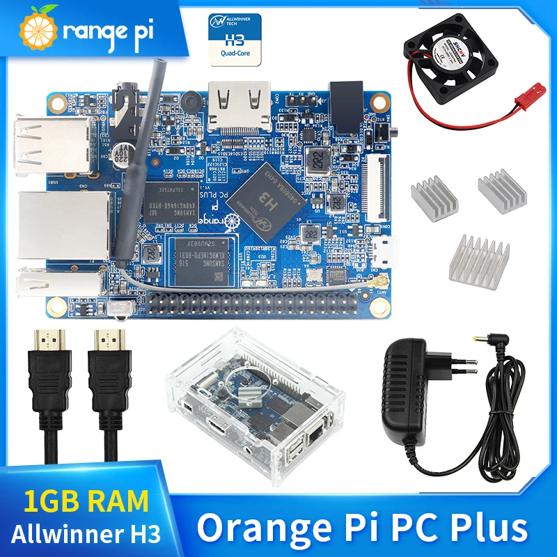 

Orange Pi PC Plus 1GB RAM 8GB Emmc Flash Allwinner H3 Open-Source Single Board Support 100M Ethernet Port Wifi Camera IR MIC