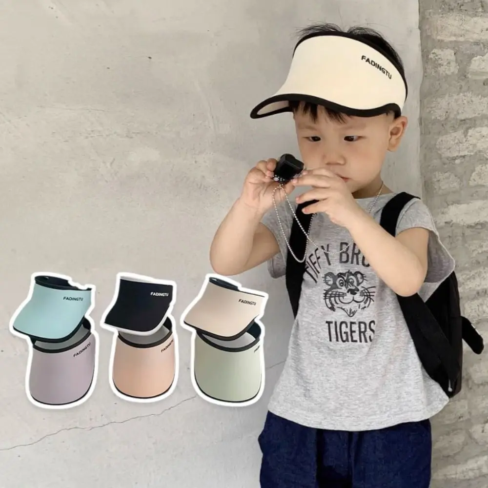 

New Breathable Children Sun Caps Cotton Sunscreen Visor Hat Wide Brim Top Air Cap Boys