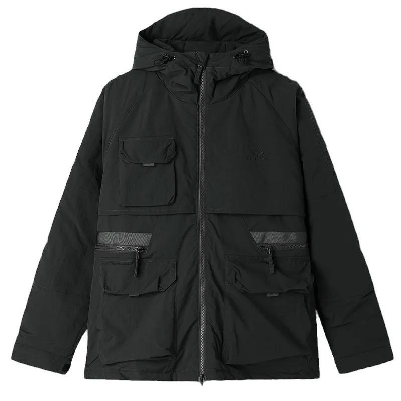 Men's Loose-Fitting Hooded Windproof Casual Work Jacket Autumn Windbreaker Mountaineering Clothing New